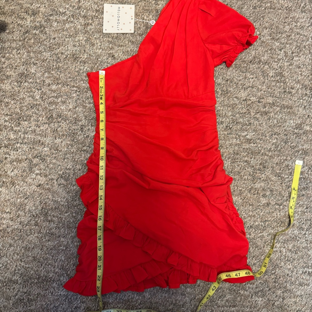 Hello Molly Red One-Shoulder Ruffle Dress NWT - Picture 6 of 9